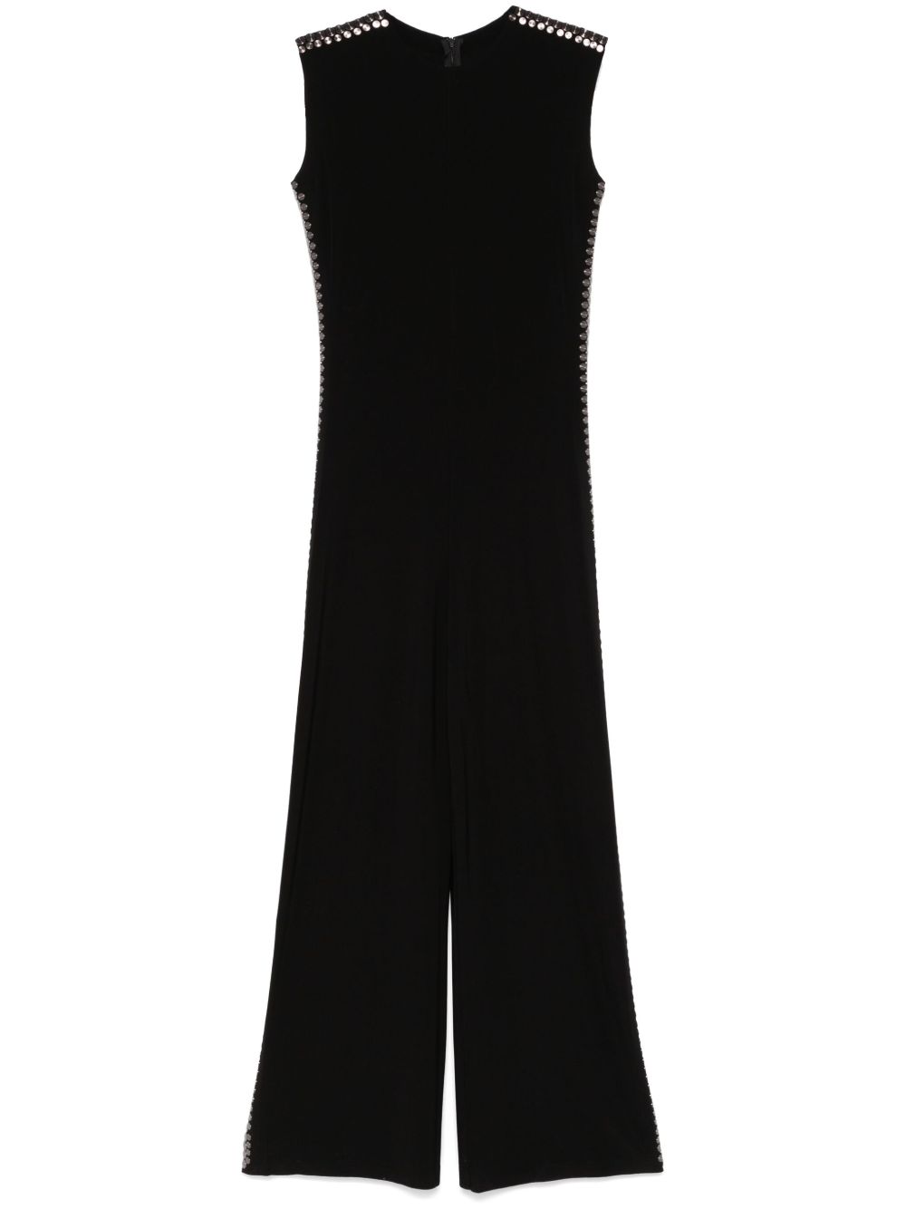 Norma Kamali Studded Long Sleeveless Jumpsuit Black