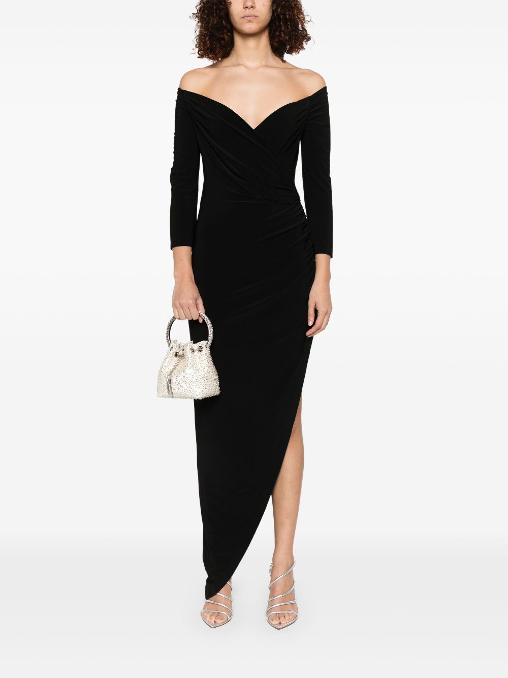 Norma Kamali Off-Shoulder Draped Maxi Dress Black Black