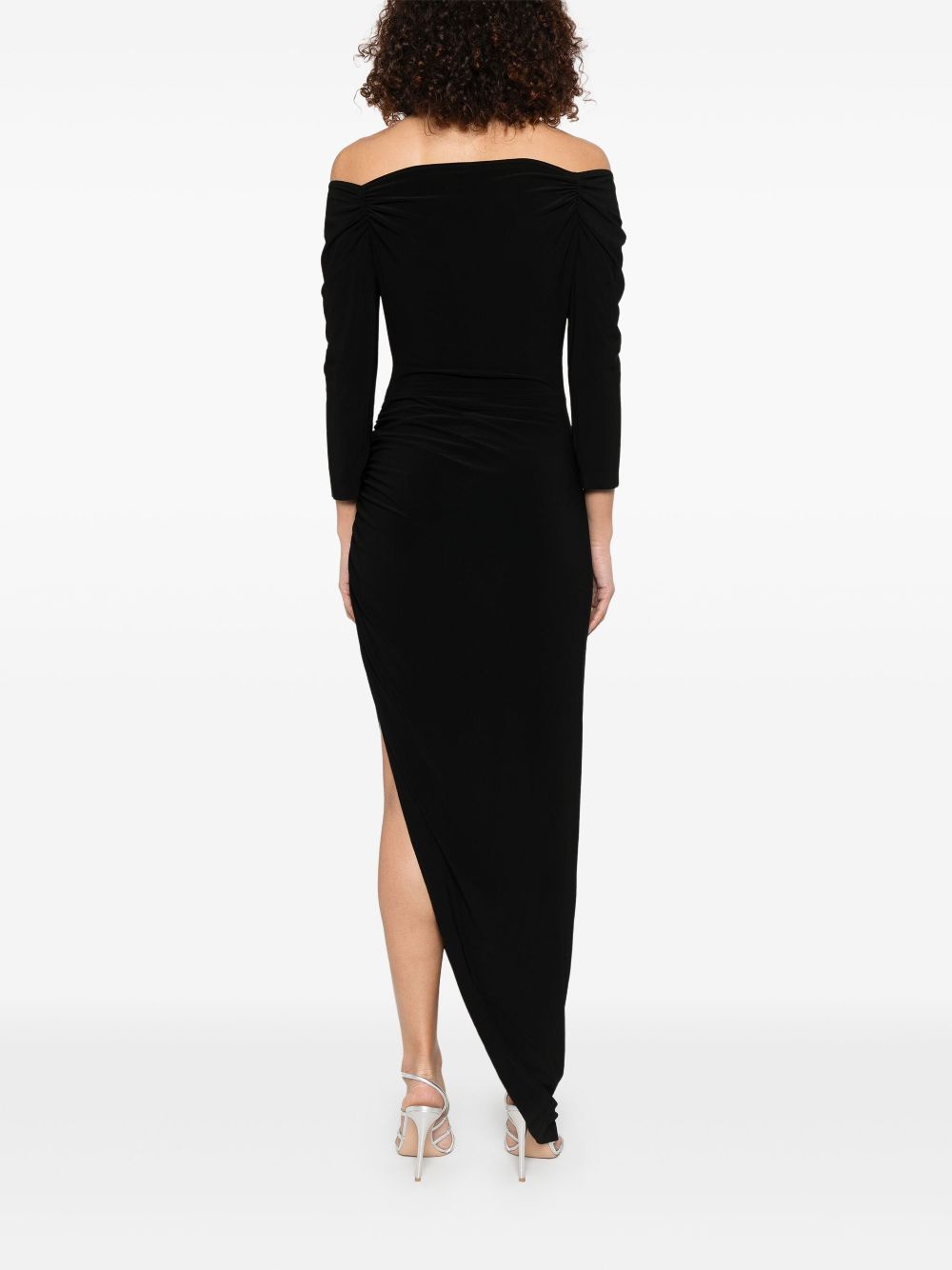 Norma Kamali Off-Shoulder Draped Maxi Dress Black Black