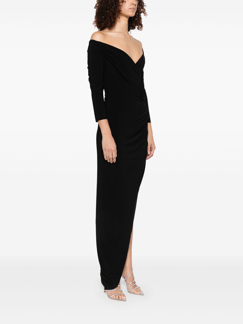Norma Kamali Off-Shoulder Draped Maxi Dress Black Black