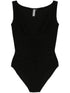 Norma Kamali Shirred V-Neck Sleeveless Bodysuit Black Black