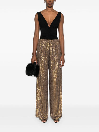 Norma Kamali Shirred V-Neck Sleeveless Bodysuit Black Black