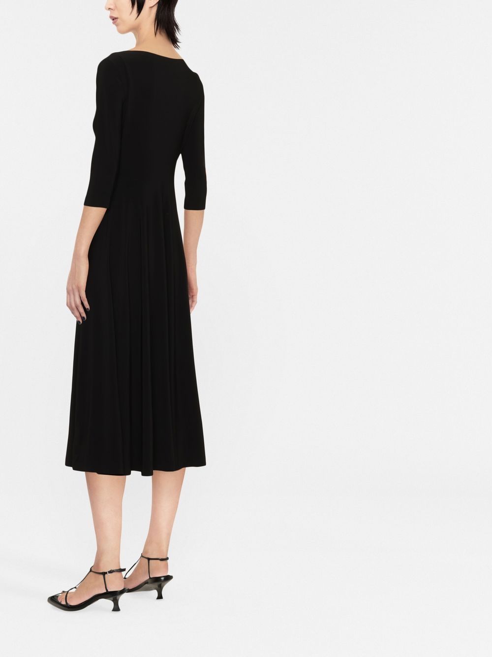 Norma Kamali U-Neck Flared Midi Dress Black