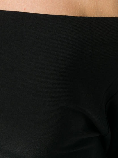 Norma Kamali Asymmetric-Neckline Long-Sleeve Fitted Top Black Black