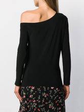 Norma Kamali Asymmetric-Neckline Long-Sleeve Fitted Top Black Black