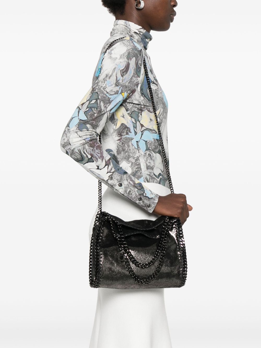 Stella McCartney Falabella Grained Faux Leather Tote Bag Silver