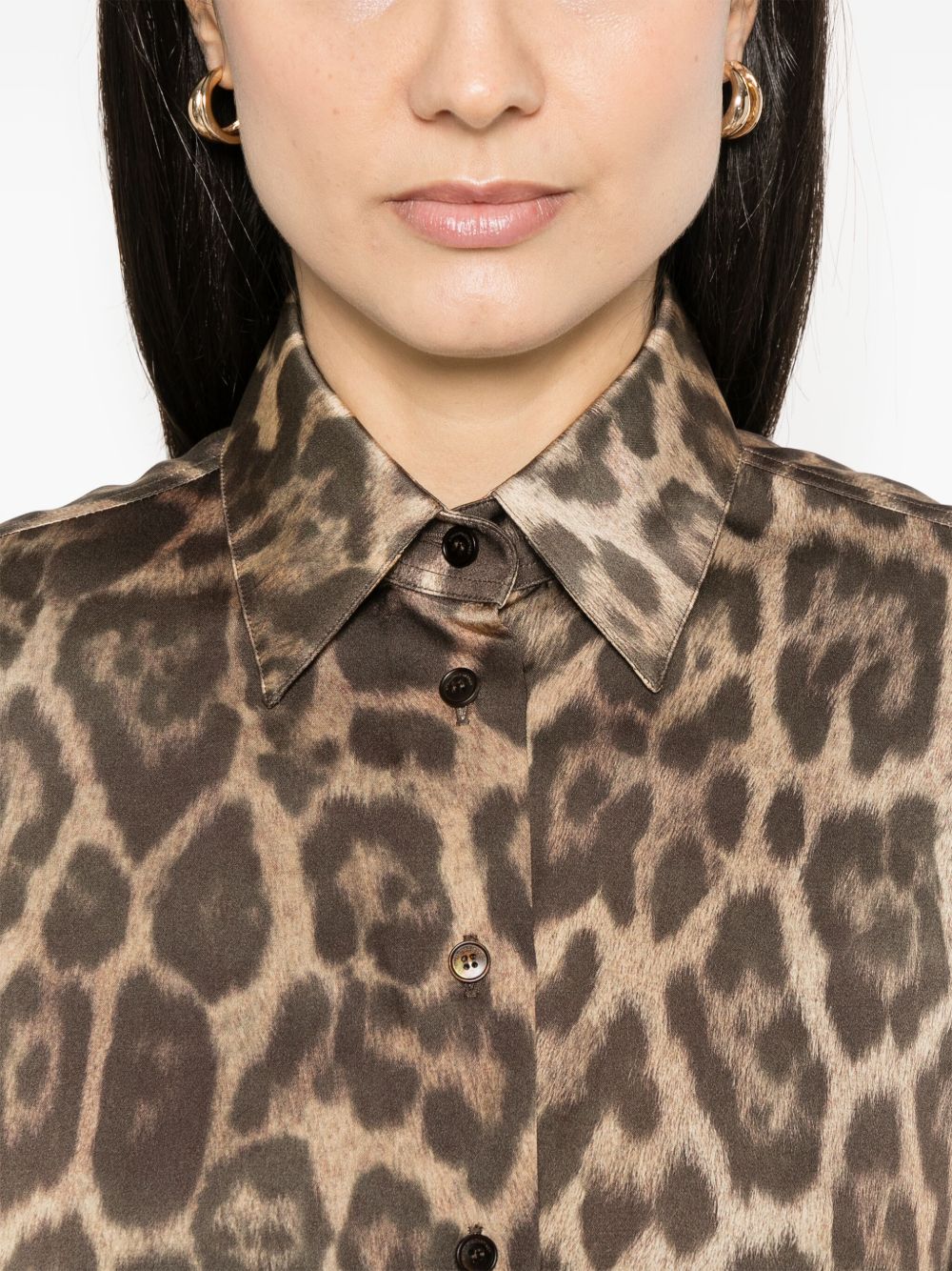 Stella McCartney Leopard Print Oversized Shirt Brown