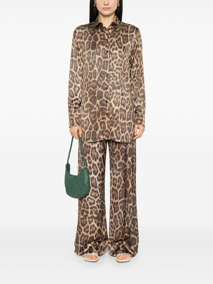 Stella McCartney Leopard Print Oversized Shirt Brown