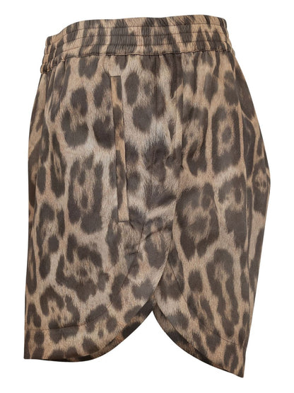 Stella McCartney Leopard-Print Elastic Waist Shorts Brown