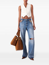 Stella McCartney Cropped Tailored Wool Waistcoat in Beige