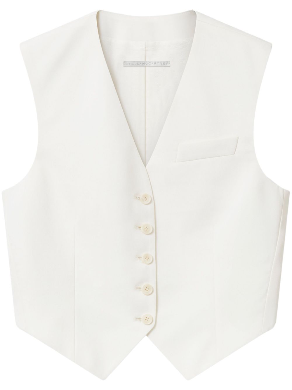 Stella McCartney Cropped Tailored Wool Waistcoat in Beige