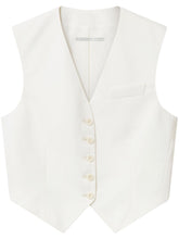 Stella McCartney Cropped Tailored Wool Waistcoat in Beige