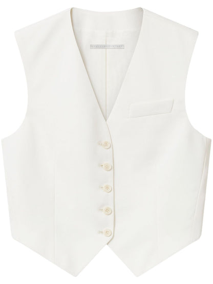 Stella McCartney Cropped Tailored Wool Waistcoat in Beige