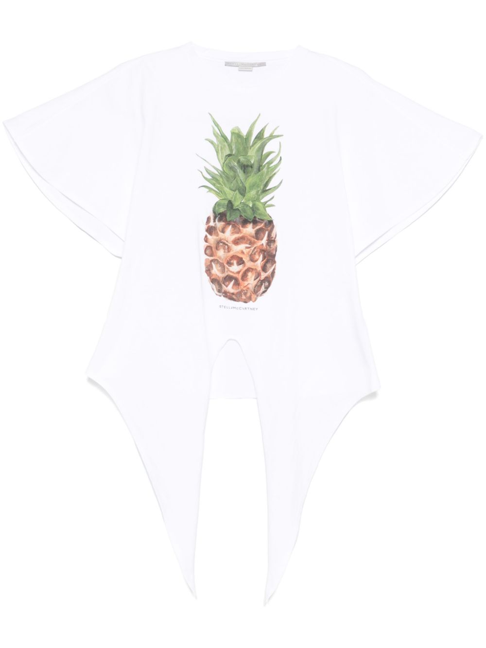 Stella McCartney Pineapple Cotton Tie-Front T-Shirt White