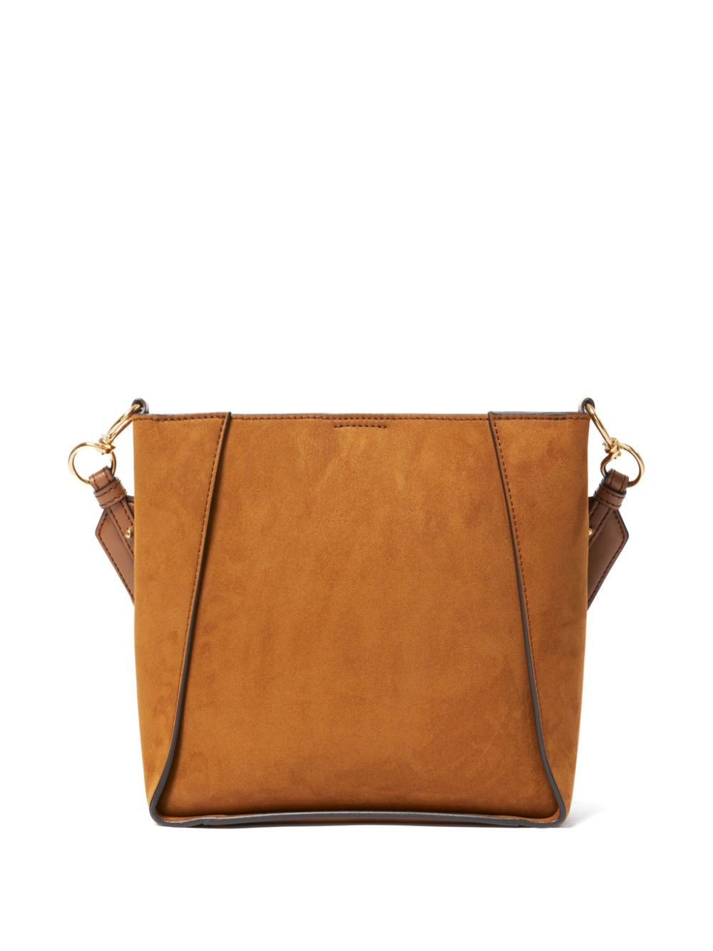 Stella McCartney Square Shoulder Bag with Studded Logo in Leather Brown