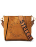 Stella McCartney Square Shoulder Bag with Studded Logo in Leather Brown