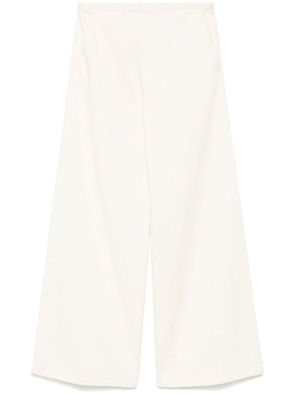 Forte Forte Wide-Leg Flared Cotton Trousers Ivory