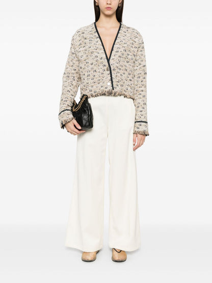 Forte Forte Wide-Leg Flared Cotton Trousers Ivory