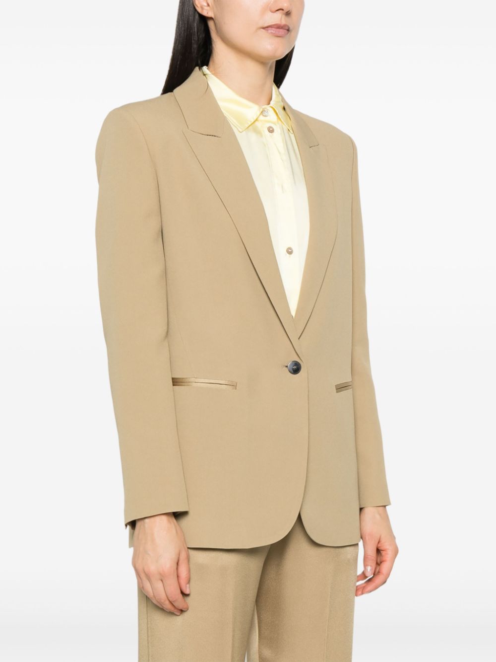 Forte Forte Crepe Single-Breasted Blazer in Beige