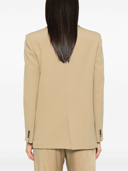Forte Forte Crepe Single-Breasted Blazer in Beige