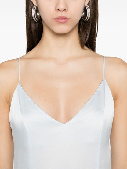 Forte Forte Shift Satin Maxi Dress in Clear Blue