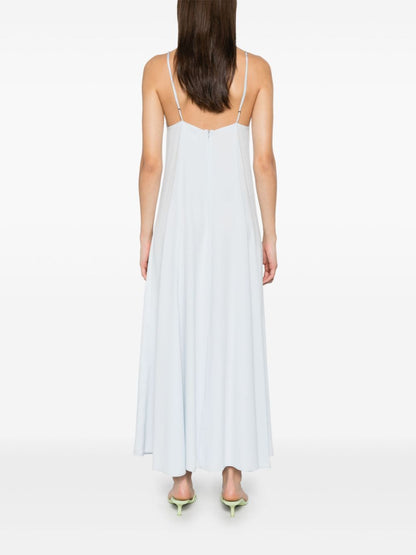 Forte Forte Shift Satin Maxi Dress in Clear Blue