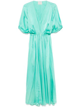 Forte Forte Long Silk Dress with Elastic Waist and Front Slit Aqua Green