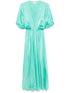 Forte Forte Long Silk Dress with Elastic Waist and Front Slit Aqua Green