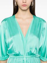 Forte Forte Long Silk Dress with Elastic Waist and Front Slit Aqua Green