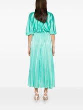 Forte Forte Long Silk Dress with Elastic Waist and Front Slit Aqua Green