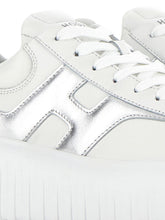 Hogan Pre H-Stripes metallic leather platform sneakers silver