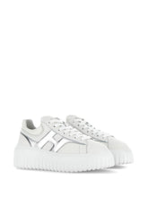 Hogan Pre H-Stripes metallic leather platform sneakers silver
