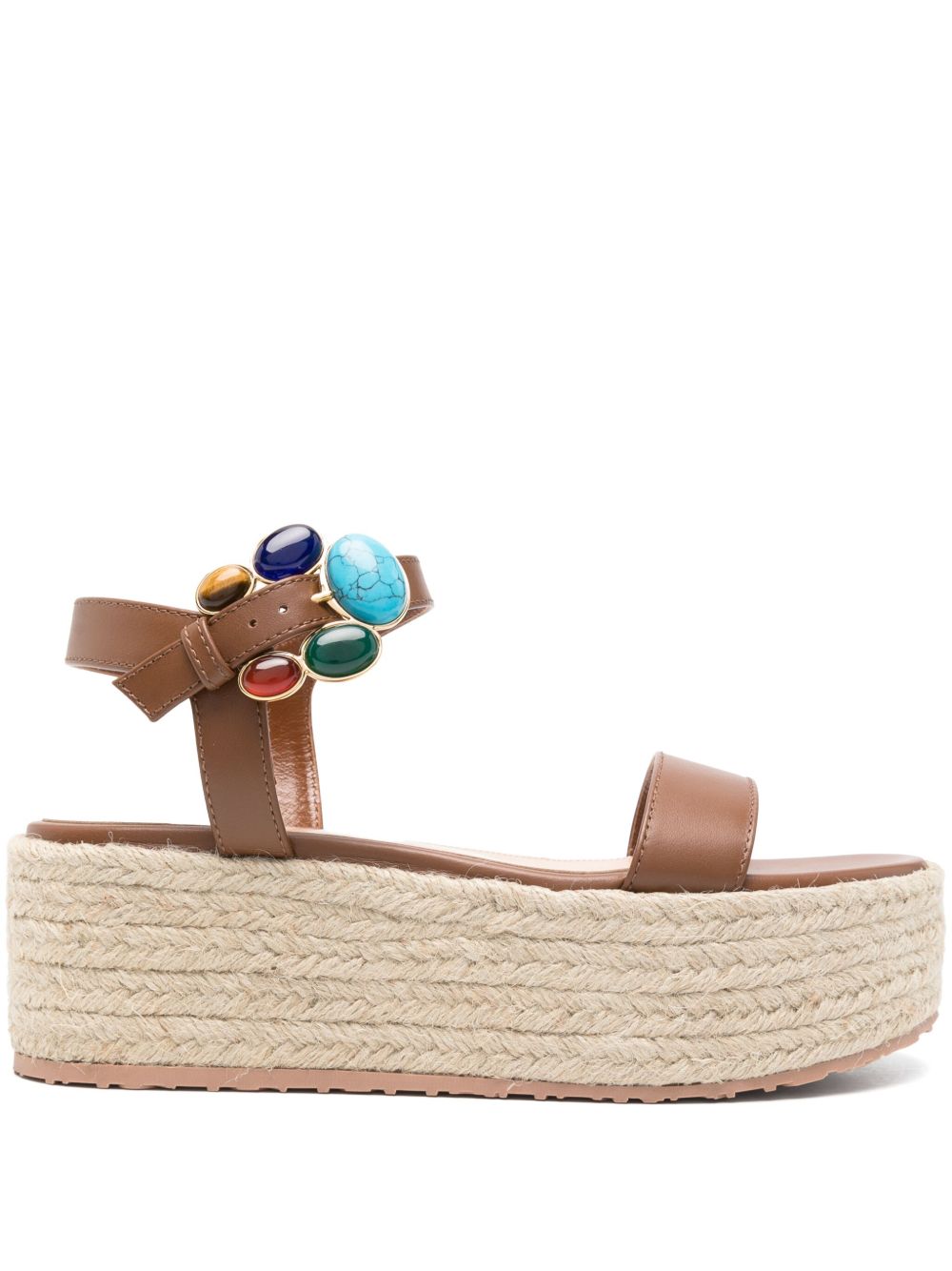 Gianvitp Rossi stone-embellished espadrilles Leather Brown