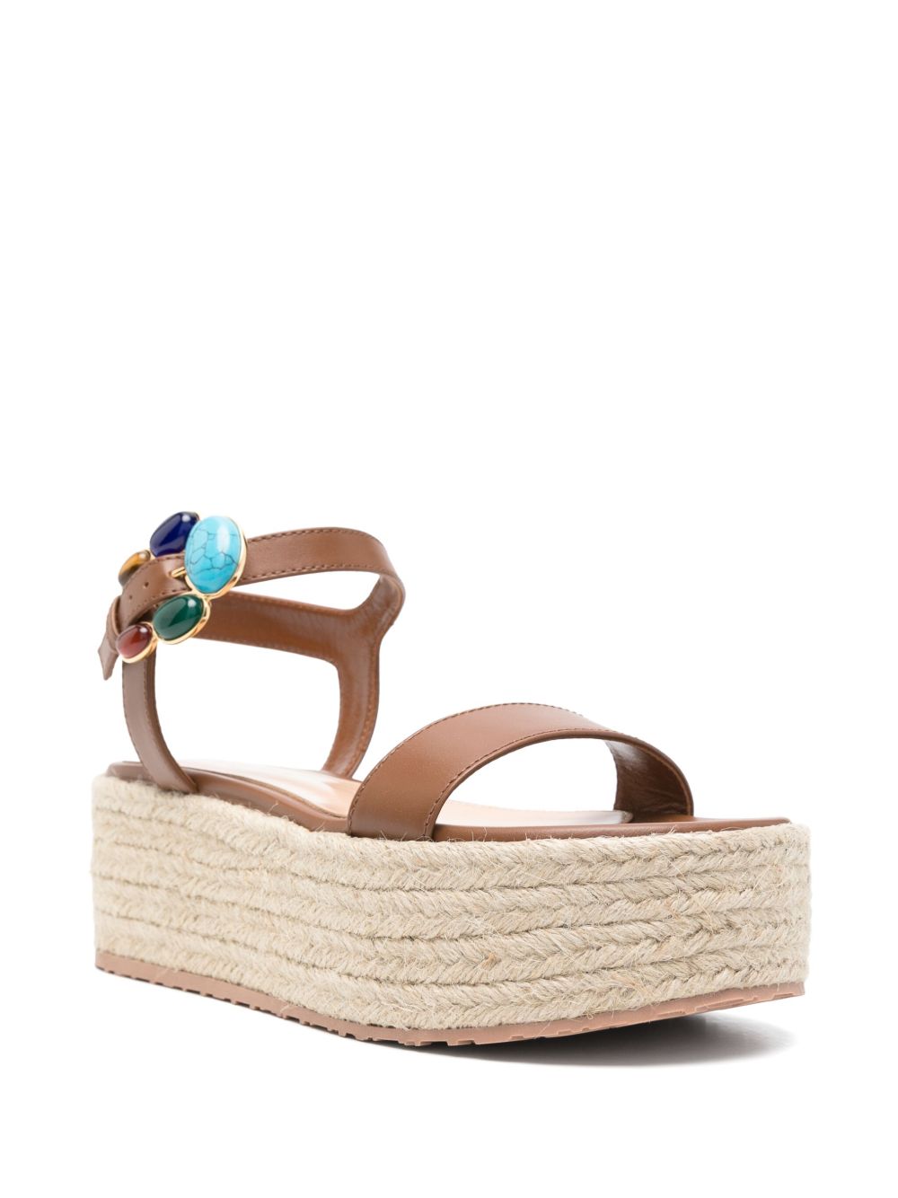 Gianvitp Rossi stone-embellished espadrilles Leather Brown