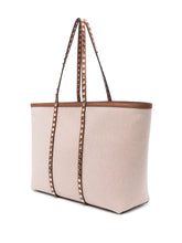 Valentino Garavani Rockstud Medium Canvas Tote Bag Leather Brown