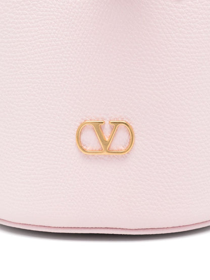 Valentino Garavani VLogo Signature Mini Leather Bucket Bag Pink