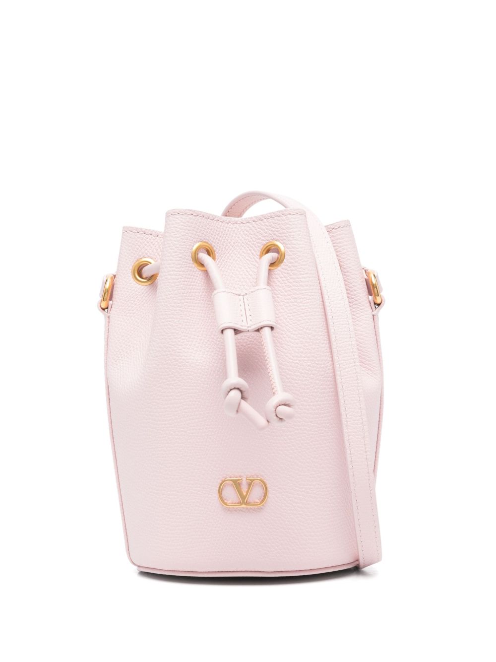 Valentino Garavani VLogo Signature Mini Leather Bucket Bag Pink
