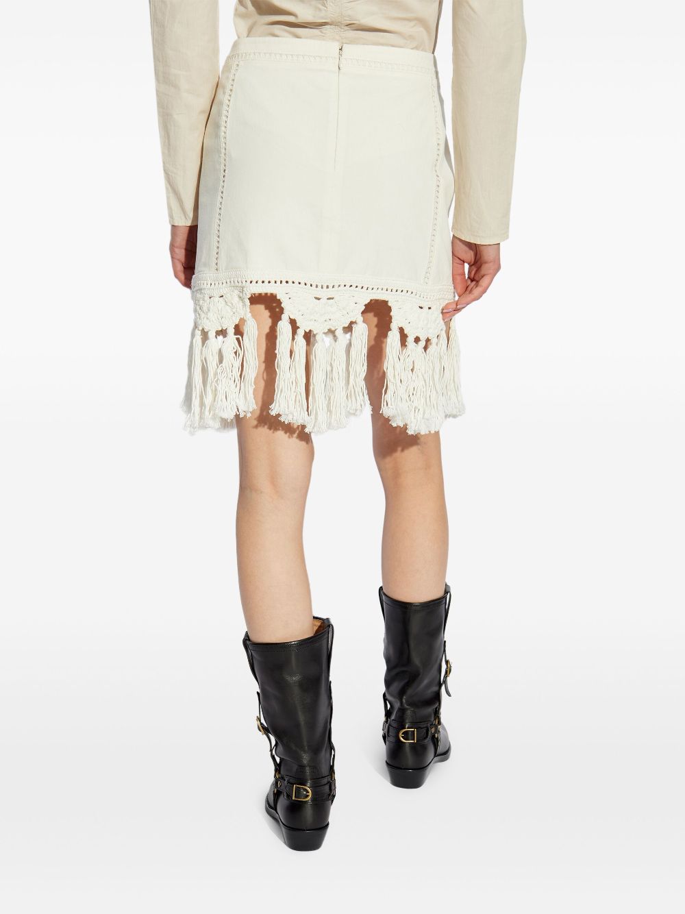 Isabel Marant Sandra Macramé Fringe Cotton Mini Skirt White
