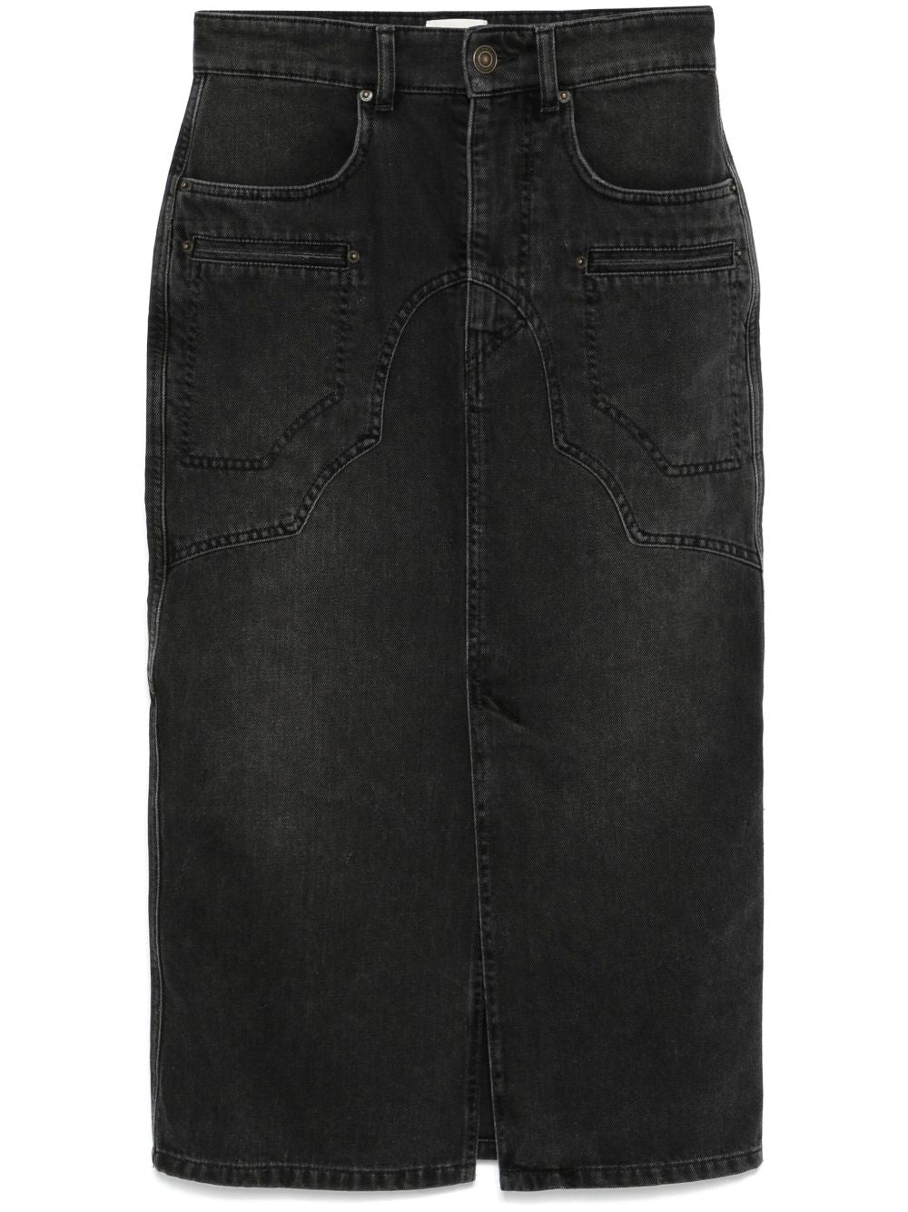 Isabel Marant Britt Black Denim Midi Skirt Black