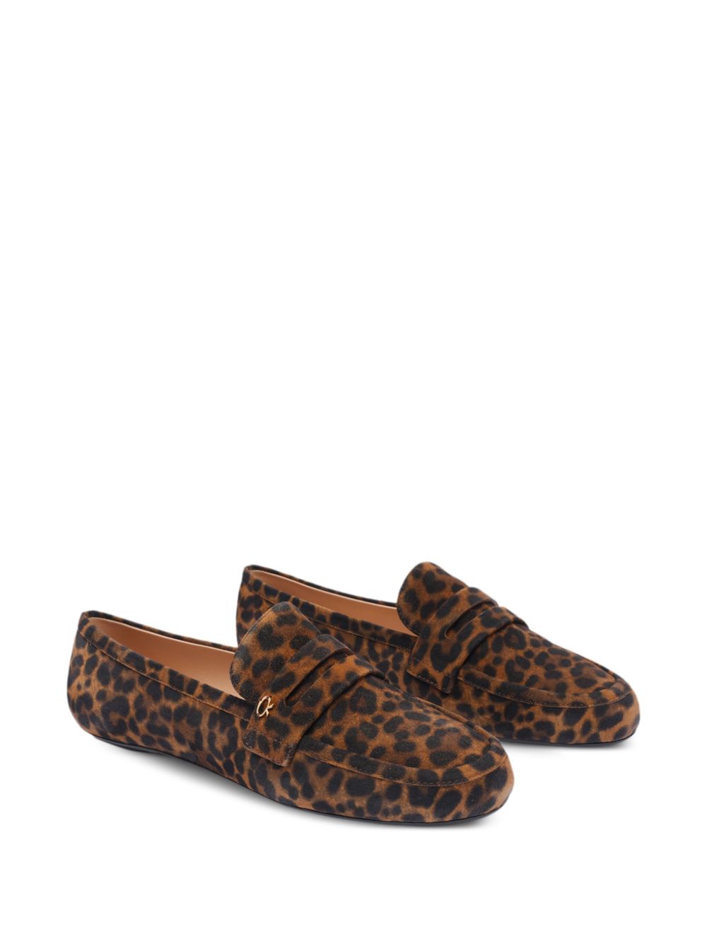 Gianvito Rossi Giorgia Leopard-Print Suede Loafers Brown