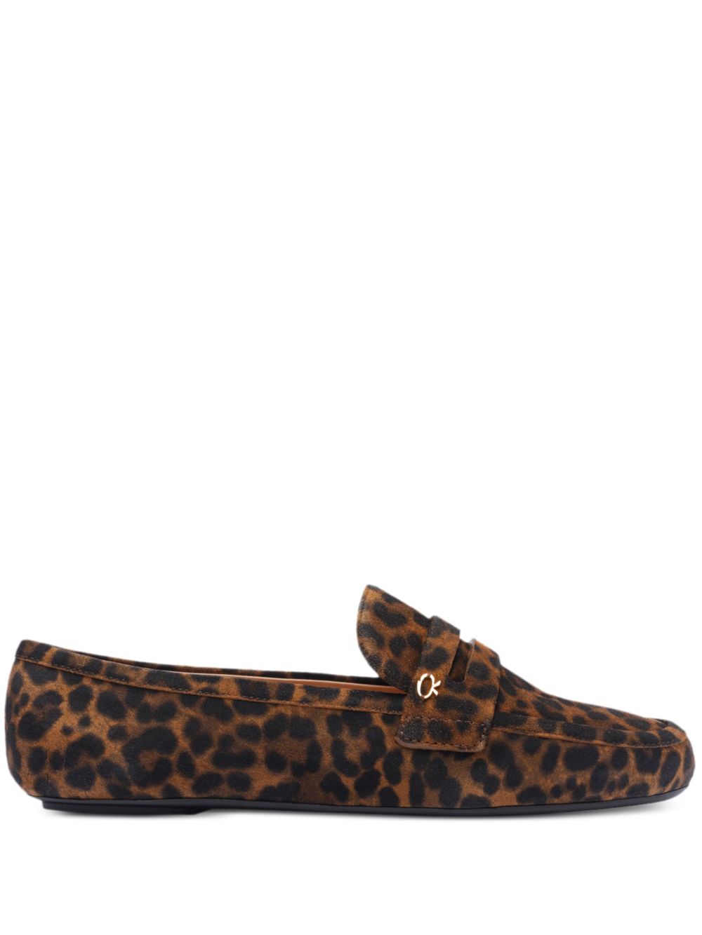 Gianvito Rossi Giorgia Leopard-Print Suede Loafers Brown