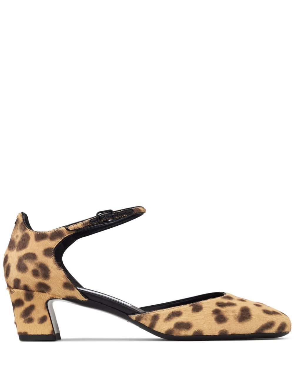 Jimmy Choo 45mm Pixie Leopard-Print Calf Hair Pumps Brown