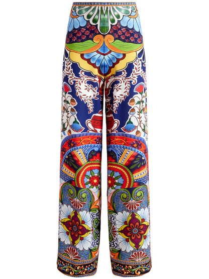 Alice + Olivia Printed Wide-Leg Athena Trousers Multicolour