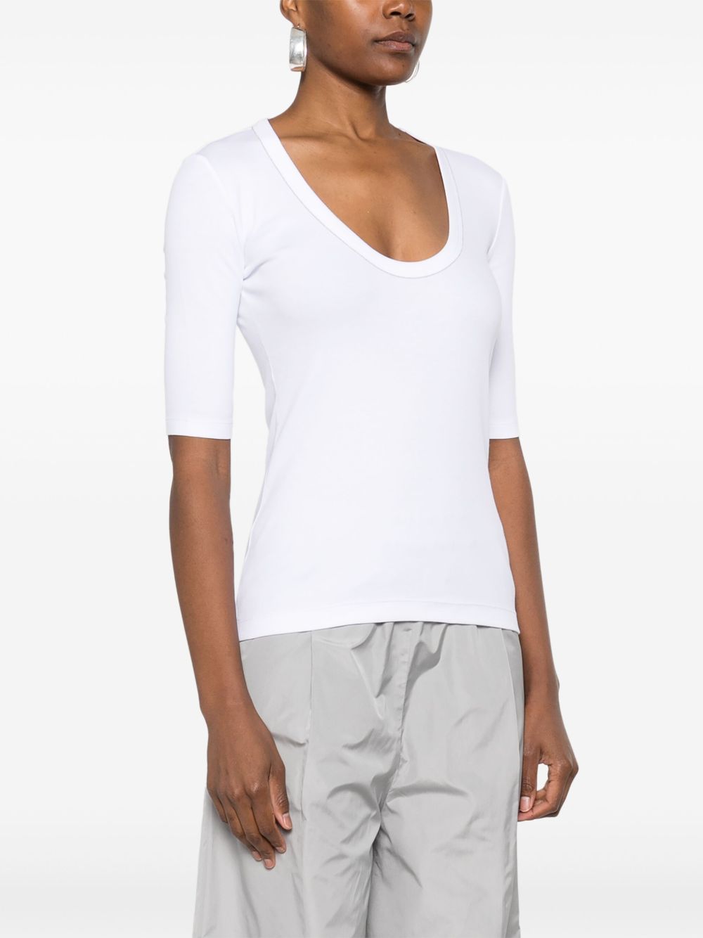 Fabiana Filippi Chain-Detail Scoop-Neck Cotton T-Shirt White
