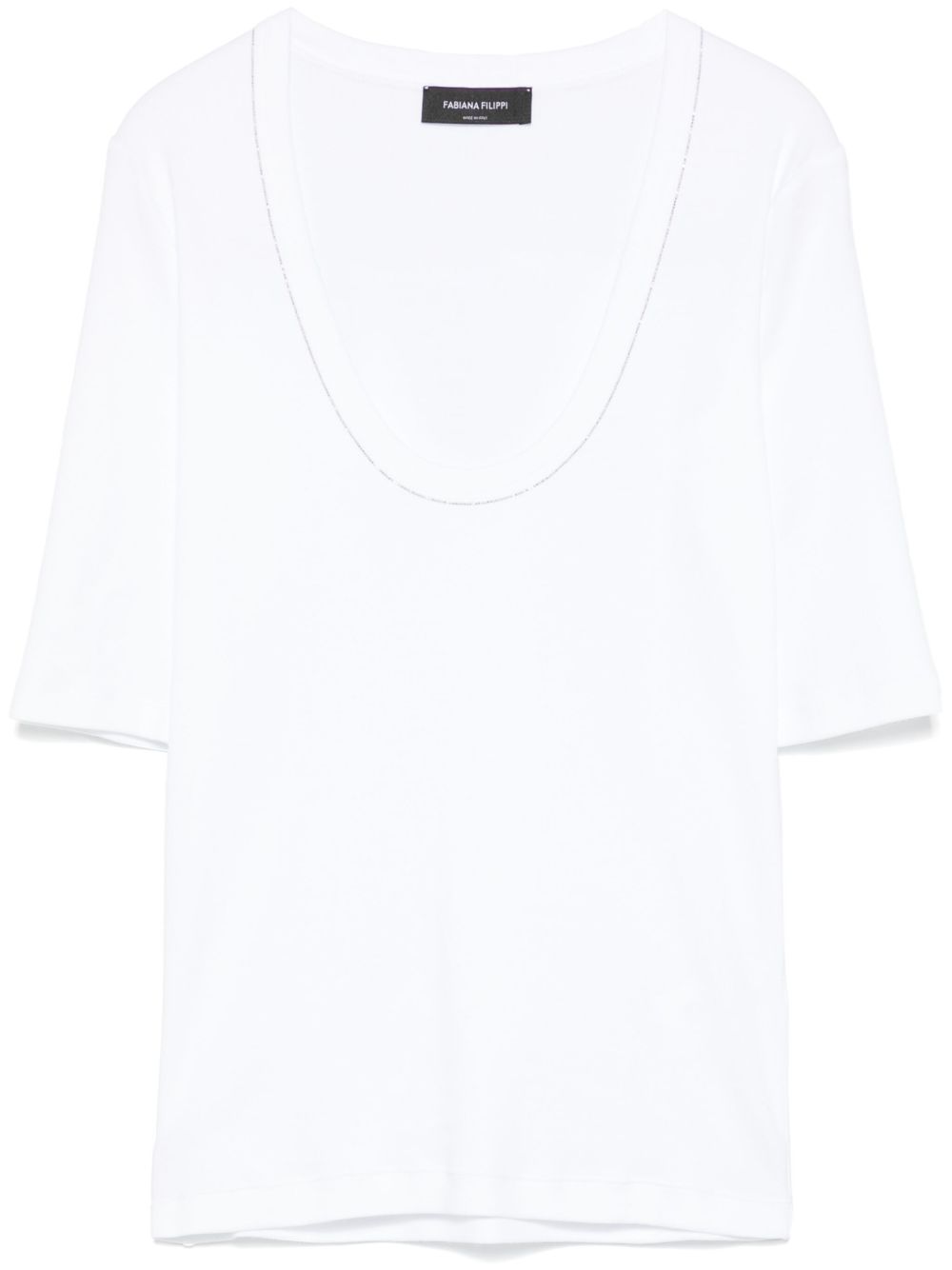 Fabiana Filippi Chain-Detail Scoop-Neck Cotton T-Shirt White
