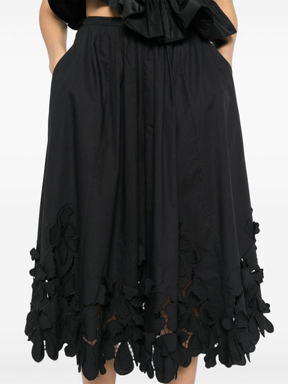 Forte Forte Embroidered Bottom Midi Skirt Black
