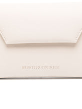 Brunello Cucinelli BC Duo Foldover Leather Clutch Bag Ivory