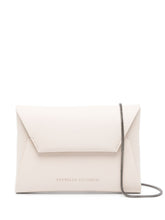Brunello Cucinelli BC Duo Foldover Leather Clutch Bag Ivory
