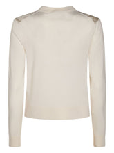 Tory Burch Cropped Silk Front Cardigan Beige