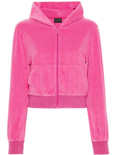 Balenciaga Rhinestone-logo zipped hoodie Pink